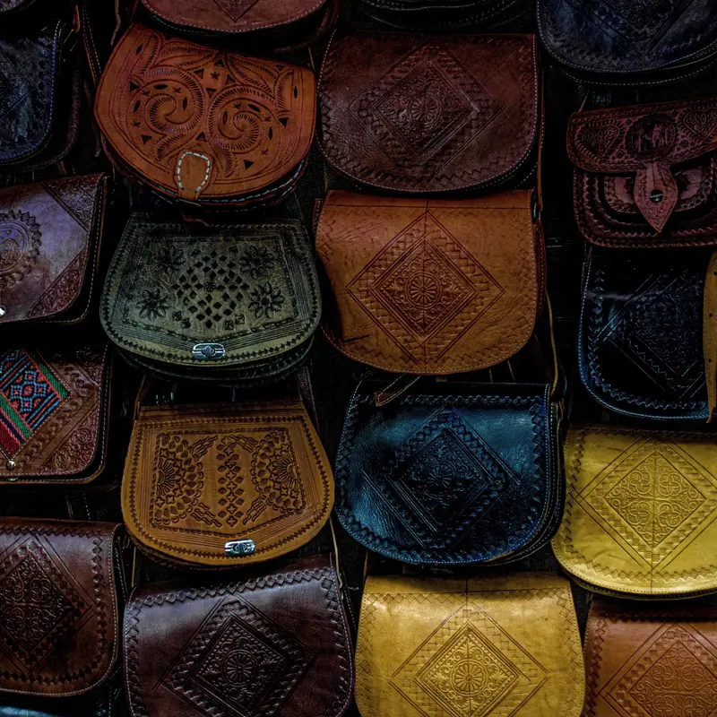 Embossed leather bags in natural shades